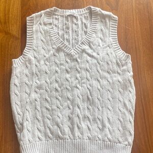Brandy Melville Cream Cable Knit V-Neck Sweater Vest